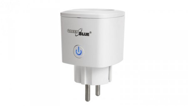 Zdalnie sterowane gniazdko WiFi GreenBlue, Android/iOS/Alexa/Google Home, zuż. energii, timer, max 3680W, typ F, GB720 F