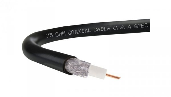 Przewód antenowy zewnętrzny żelowany 75ohm RG 6 1,0/4,8/7,0 Cu czarny /25m/