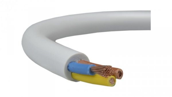 Przewód prądowy H05VV-F / OWY 500V 3x0,75 warsztatowy biały linka Elektrokabel /100m/