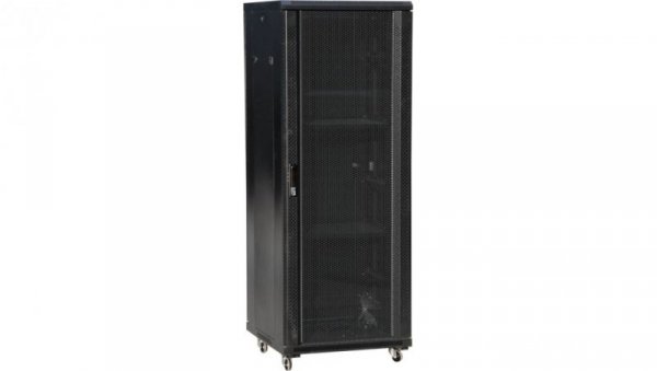 Szafa serwerowa rack 19 cali 27U 600x1000, drzwi szklane, kolor czarny FLAT PACK