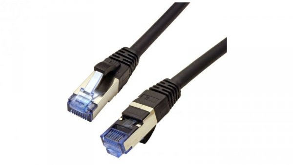 Patchcord S/FTP kat.6A PiMF kabel sieciowy LAN 2x RJ45 linka PoE czarny 10m