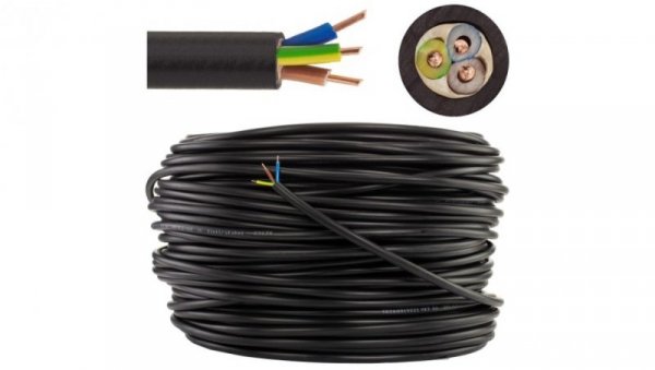 Kabel prądowy YKY 0,6/1kV 3x2,5 drut do ziemi Elektrokabel krążek 100m