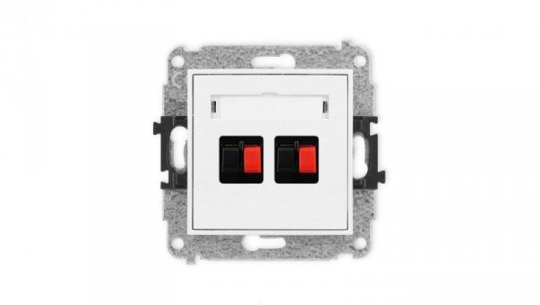 MINI Mechanizm gniazda głośnikowego podwójnego biały mat 25MGG-2