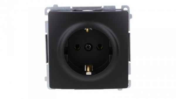 Simon Basic Gniazdo wtyczkowe z uziemieniem Schuko (moduł) 16A, 250V, zaciski śrubowe czarny BMGSZ1.01/49