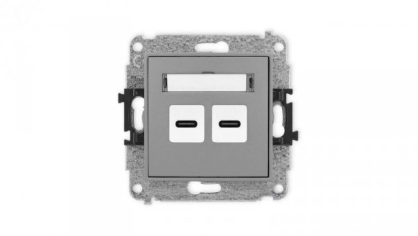 ICON Mechanizm ładowarki USB podwójnej 2xUSB C, 20W max. szary mat 27ICUSB-7
