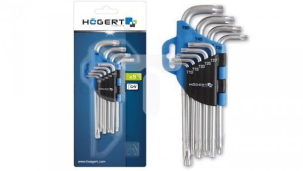 Klucze TORX CrV 9 elementów HT1W814
