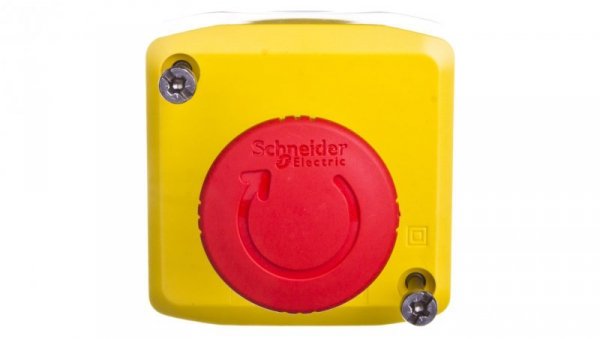 Kaseta z przyciskiem bezpieczeństwa przez obrót 1Z 2R żółta IP65 XALK178G