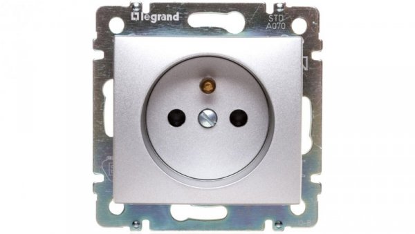 VALENA Gniazdo pojedyncze 2P+Z z przesłonami 16A IP20 aluminium 770197