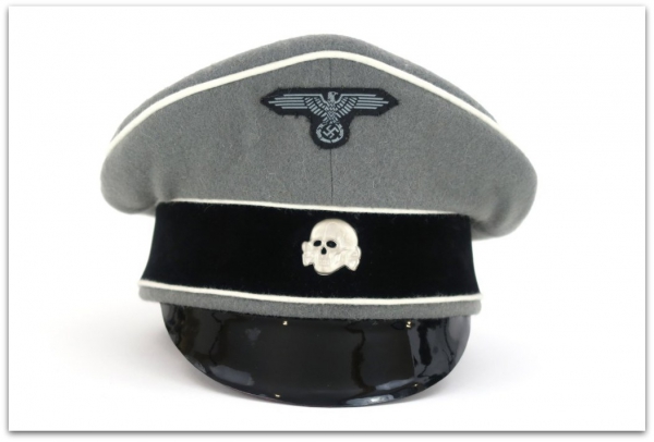  MC047  OFICERSKA CZAPKA SŁUŻBOWA WAFFEN-SS SZARA