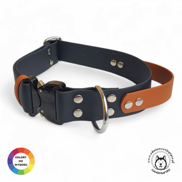 Obroża dla psa z rączką z klamrą COBRA® L (44 - 54cm) oryginalny BIOTHANE® 38 mm