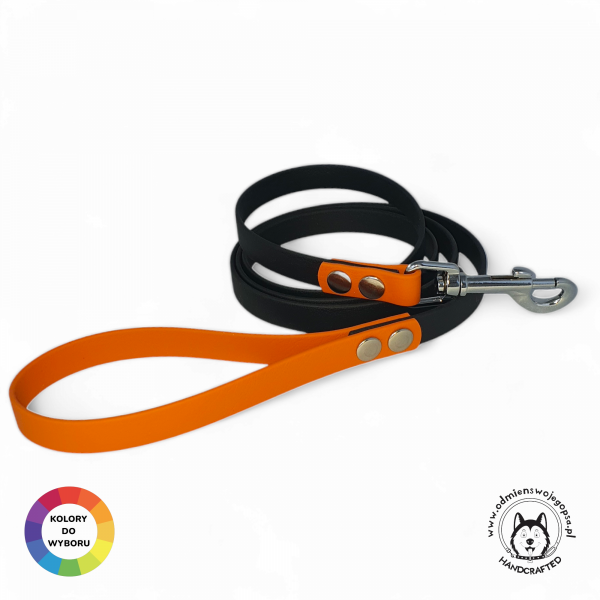 Smycz dla psa CZARNO - KOLOROWA oryginalny BIOTHANE® 16 mm