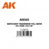 AK Interactive AK6583 WATER SHEET TRANSPARENT STILL WATER 245 X 195MM / 9.64 X 7.68 “ – TEXTURED ACRYLIC SHEET – 1 UNIT 