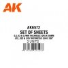 AK Interactive AK6572 0.3, 0.5 & 0.7MM THICKNESS X 245 X 195MM – STYRENE SHEET SET- (3 UNITS)
