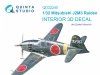 Quinta Studio QD32240 Mitsubishi J2M3 Raiden 3D-Printed & coloured Interior on decal paper (Zoukei Mura) 1/32