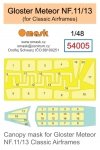 Omask 54005 Gloster Meteor NF.11/13 canopy mask (for Classic Airframes) 1/48