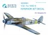 Quinta Studio QD32061 FW 190D-9 3D-Printed & coloured Interior on decal paper (for Hasegawa kit) 1/32