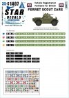 Star Decals 35-C1407 Ferret Scout Cars Vehicle Registration Numbers for British Ferrets. Four different number/letter styles 1/35