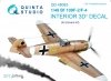 Quinta Studio QD48083 Bf 109F-2/F-4 3D-Printed & coloured Interior on decal paper (for Eduard kit) 1/48