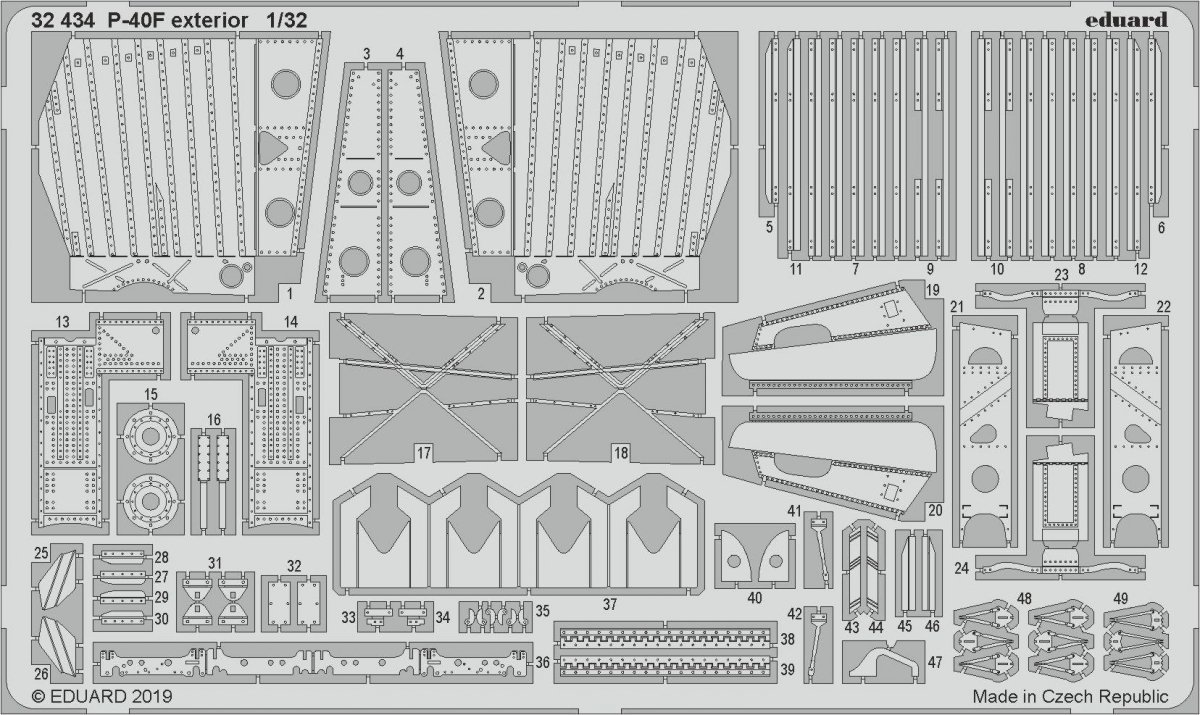 Eduard 1/32 scale paint mask for P-40F by Trumpeter - JX226