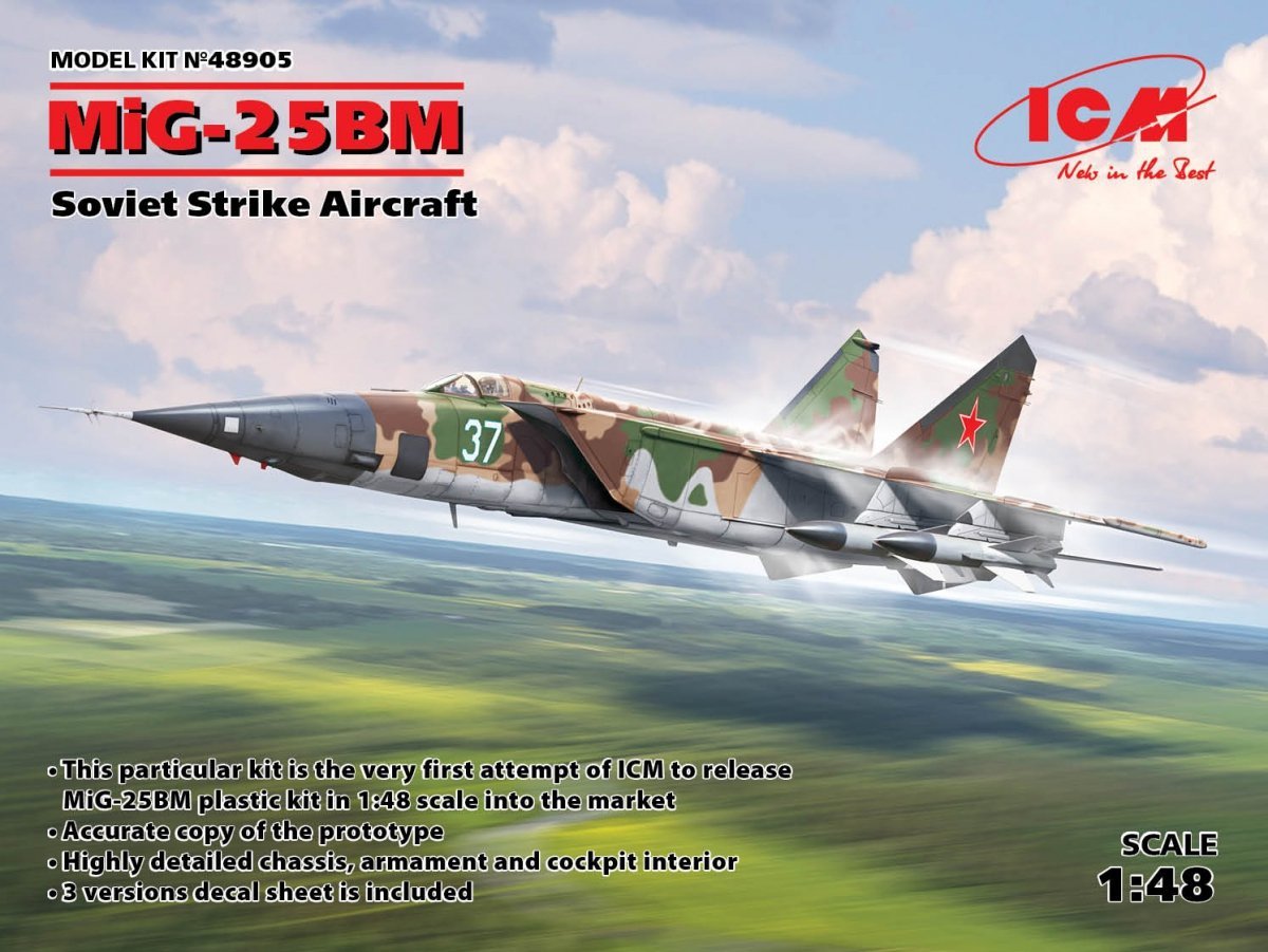 ICM 1/48 scale MiG-25 BM, Soviet Strike Aircraft - Model kit 48905 ICM 1/48 scale MiG-25 BM, Soviet Strike Aircraft - Model kit 48905