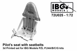 IBG 72U025 Pilot's Seat w/Seatbelts for PZL P.24A/B/C/G - 3D Printed Set 1/72 
