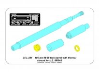 Aber 35L-281 Lufa 105 mm M-68 z termoizolacją do czolgu M60A3 / 105 mm M-68 barrel with thermal shroud for M60A3 Tank (Dragon, Takom, Tamiya) 1/35