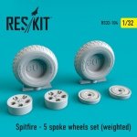RESKIT RS32-0104 SPITFIRE (5 SPOKE) WHEELS SET (WEIGHTED) 1/32