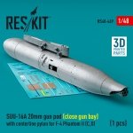 RESKIT RS48-0469 SUU-16A 20mm gun pod (close gun bay) with centerline pylon for F-4 Phantom II (C,D) (1 pcs) (3D Printed) 1/48