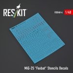 RESKIT RSB48-0004 MiG-25 Foxbat Stencils Decals 1/48