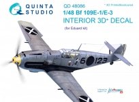 Quinta Studio QD48086 Bf 109E-1/E-3 3D-Printed & coloured Interior on decal paper (for Eduard kit) 1/48