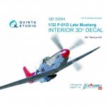 Quinta Studio QD32004 P-51D (Late) 3D-Printed & coloured Interior on decal paper (for Tamiya kit) 1/32