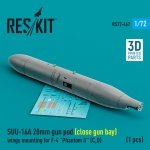 RESKIT RS72-0467 SUU-16A 20mm gun pod (close gun bay) wings mounting for F-4 Phantom II (C,D) (1 pcs) (3D Printed) 1/72