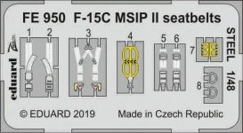Eduard FE950 F-15C MSIP II seatbelts STEEL 1/48 GREAT WALL HOBBY