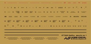 HobbyDecal ST72005V1 Spitfire Stencils ver 1 1/72