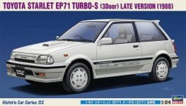 Hasegawa HC32 Toyota Starlet EP71 Turbo-S (3 Door) Late Version (1988) 1/24