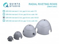 Quinta Studio QRV-045 Radial riveting rows (rivet size 0.2 mm, gap 0.8 mm, suits 1/35-32), Black color 1/32 - 1/35