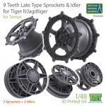 T-Rex Studio TR48008 9 Teeth Late Type Sprocket & Idler for Tiger II/Jagdtiger for TAMIYA 1/48