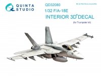 Quinta Studio QD32080 F/A-18E 3D-Printed & coloured Interior on decal paper (for Trumpeter kit) 1/32