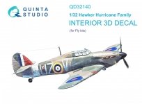 Quinta Studio QD32140 Hawker Hurricane Family 3D-Printed & coloured Interior on decal paper (Fly) 1/32
