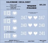 Weikert Decals DEC236 WOJSKO POLSKIE - CZOŁG T-34/85 - 1 Korpus Pancerny 1/35