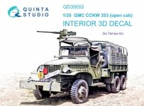 Quinta Studio QD35052 GMC CCKW 353 (open cab) 3D-Printed & coloured Interior on decal paper ( Tamiya ) 1/35