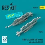 RESKIT RS32-0491 GBU-62 (JDAM-ER) bombs with pylons for MiG-29 (2 pcs) (3D Printed) 1/32