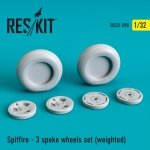 RESKIT RS32-0298 SPITFIRE (3 SPOKE) WHEELS SET (WEIGHTED) 1/32