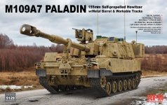 Rye Field Model 5129 M109A7 PALADIN 155 mm Self-Propelled Howitzer w/ Workable Tracks 1/35