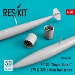 RESKIT RSU48-0224 F-100 SUPER SABRE 275 & 335 GALLON FUEL TANKS (3D PRINTING) 1/48