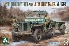 Takom 2126 1/4 Ton Utility Truck with 1/4 Ton Utility Trailer & MP Figure 1/35