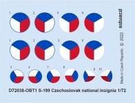 Eduard D72038 S-199 Czechoslovak national insignia 1/72