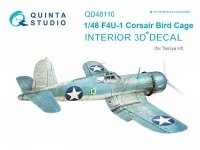 Quinta Studio QD48110 F4U-1 Corsair (Bird cage) 3D-Printed & coloured Interior on decal paper (for Tamiya kit) 1/48