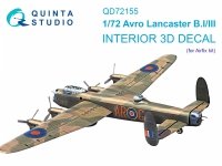 Quinta Studio QD72155 Avro Lancaster B.I/III 3D-Printed coloured Interior on decal paper (Airfix) 1/72