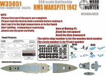Wood Hunter W35051 Wood deck HMS Warspit for Trumpeter (1:350)